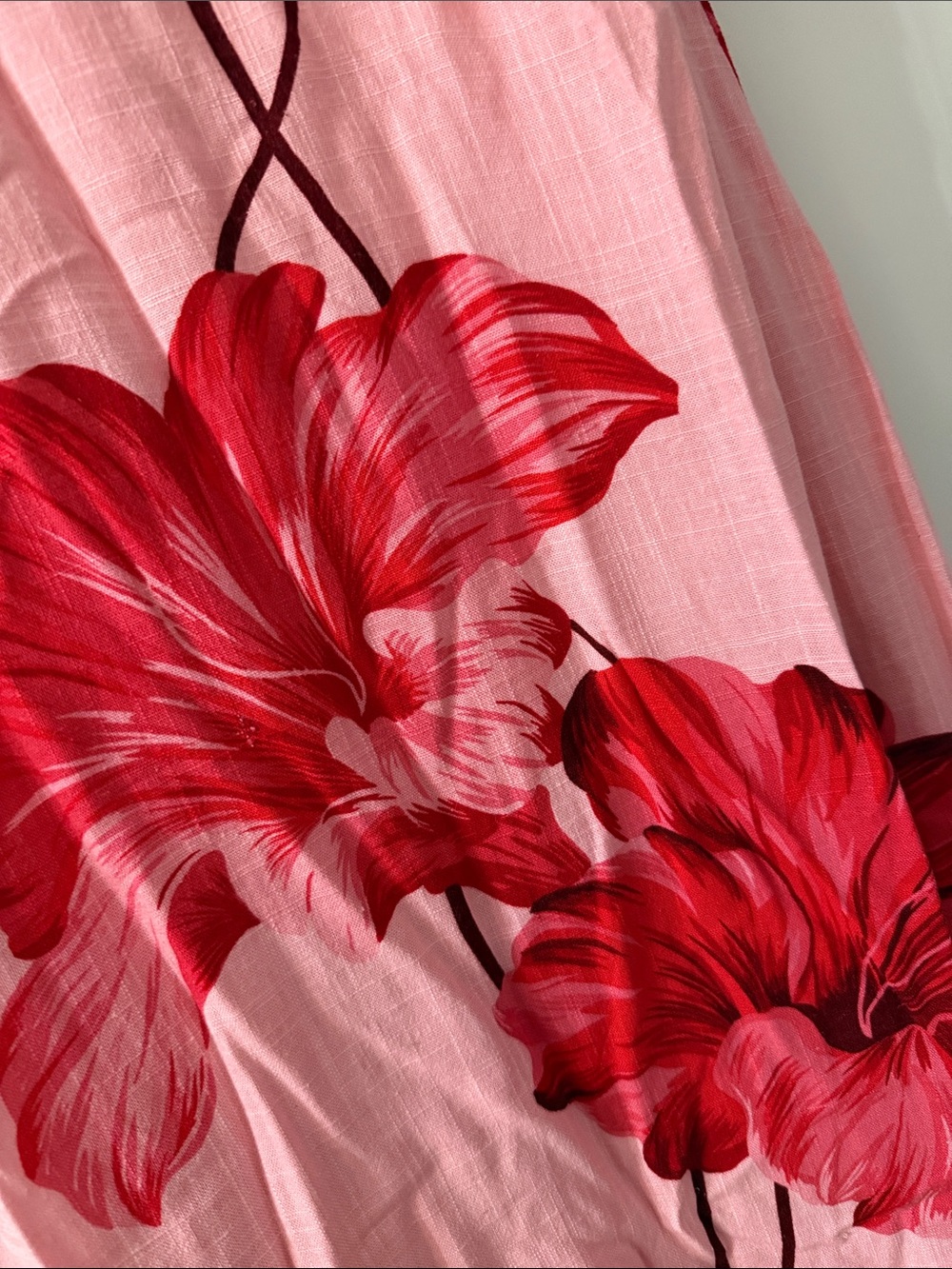 Pink Maxi Slip Dress with Red Floral Print - Picture 3 of 7